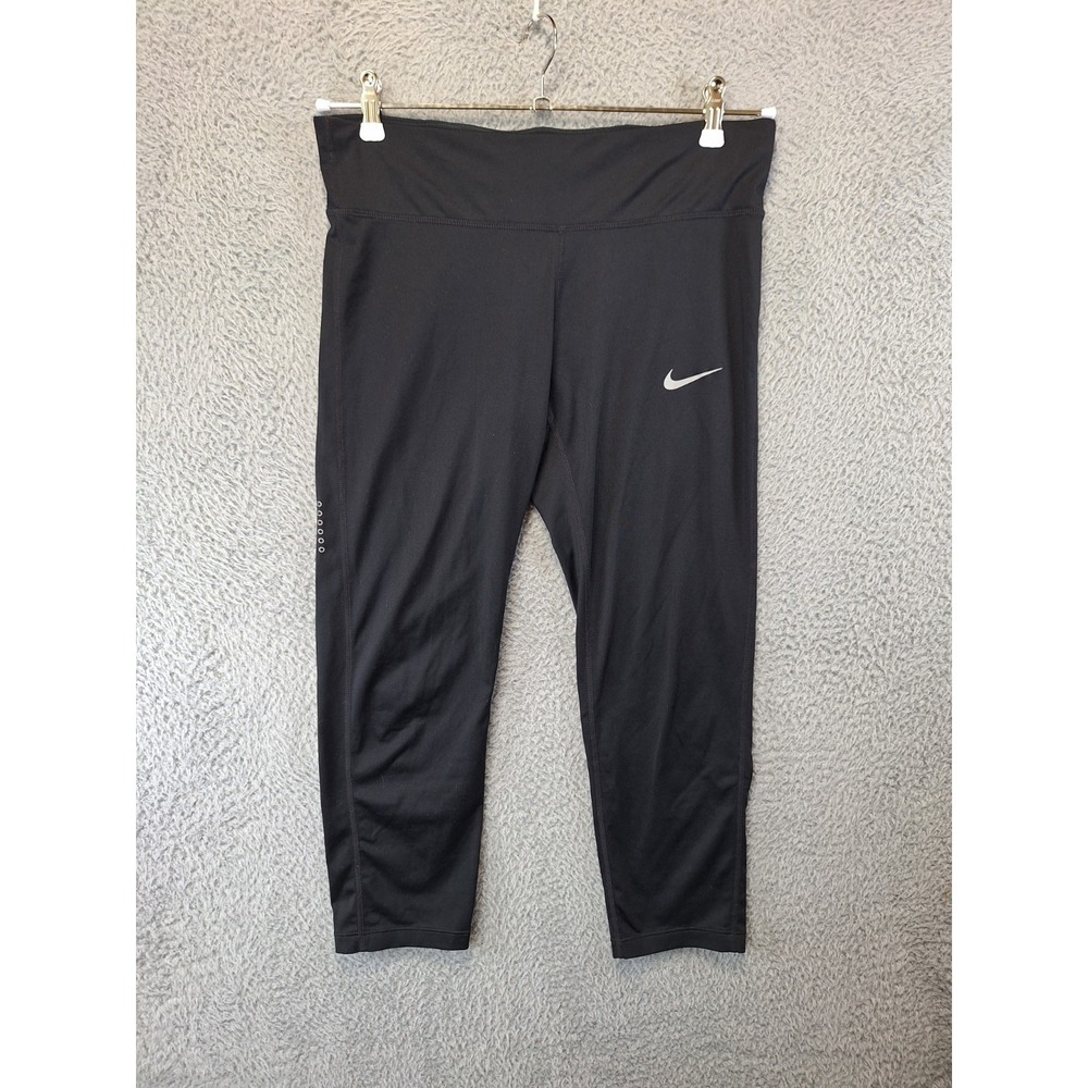 Nike Leggings Womens L (Fits 32x23) Black Dri Fit Running Essential High Waist